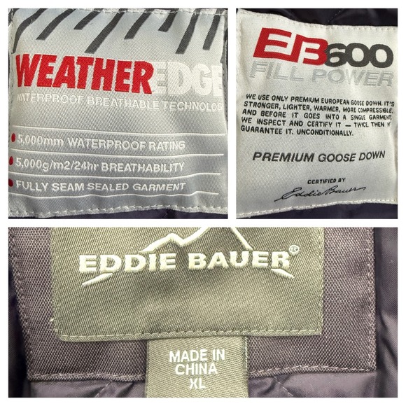 Eddie Bauer Womens Winter Coat XL Plum Goose Down Weatheredge EB600 Seam Sealed - Picture 4 of 8